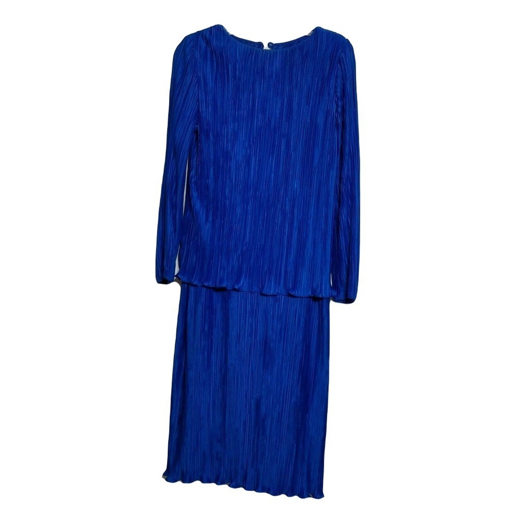 Hal Ferman Vintage Blue Modest Dress ~ Sz 10 ~ Long Sleeve ~ Below Knee ~Lined